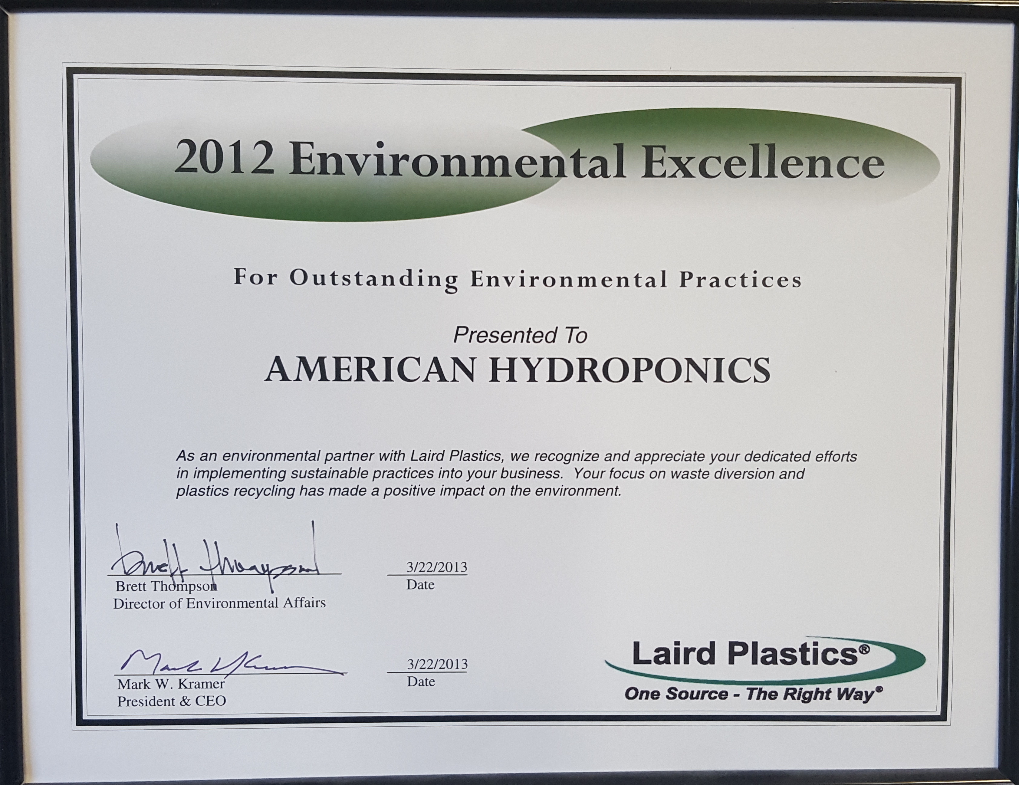 2012 Environmental Excellence Award